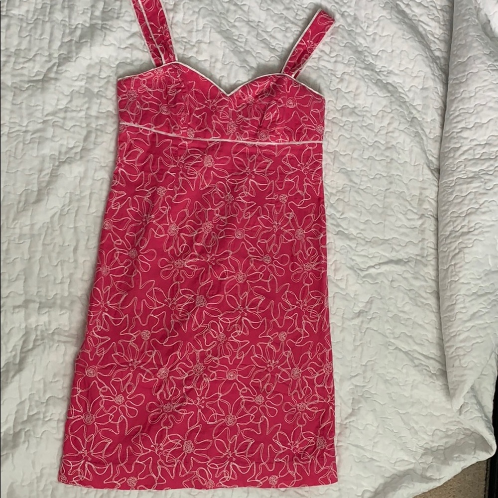 Lilly Pulitzer Hot Pink Floral Embroidered Dress